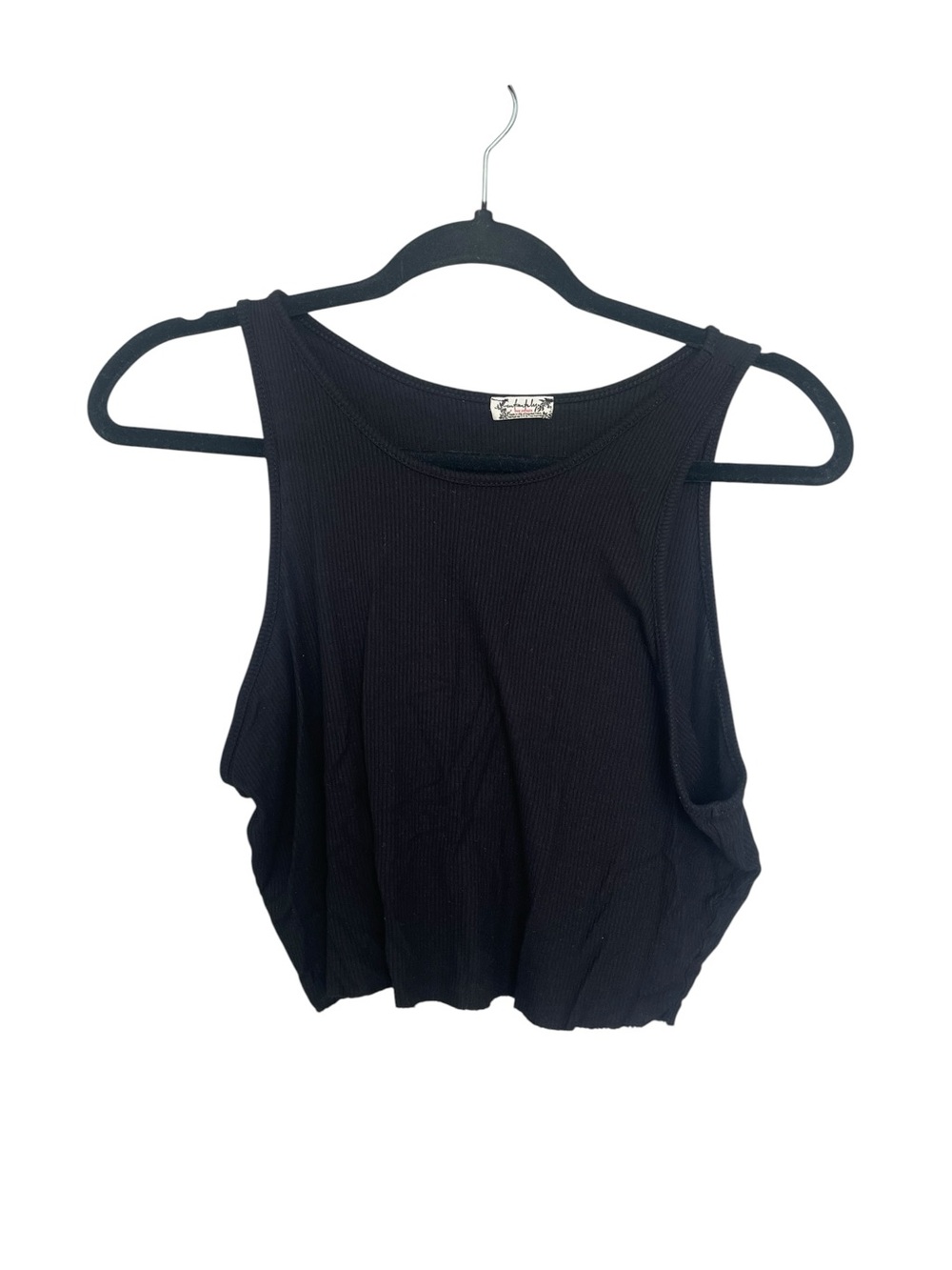 Free People Black Ribbed Scoop Tank